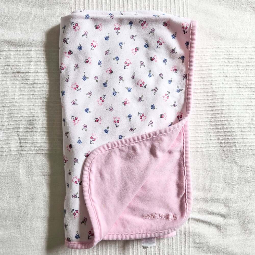 Vintage 1998 Gymboree Baby Girl Tiny Fruit Floral Reversible Cotton Blanket